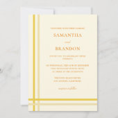 Elegante moderne formele script boter gele bruilof kaart (Voorkant)