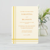 Elegante moderne formele script boter gele bruilof kaart (Staand voorkant)