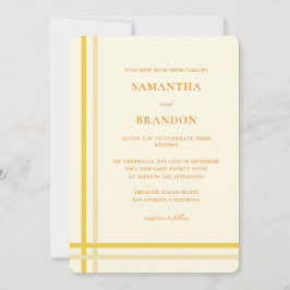 Elegante moderne formele script boter gele bruilof kaart
