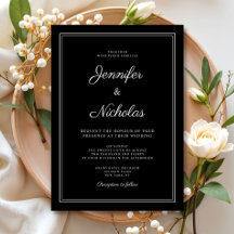 Elegante moderne formele zwarte script bruiloft