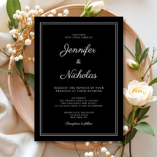 Elegante moderne formele zwarte script bruiloft kaart