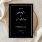 Elegante moderne formele zwarte script bruiloft kaart