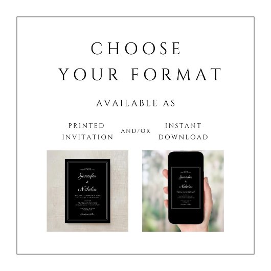 Elegante Moderne Formele Zwarte Script Trouw Kaart