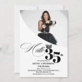Elegante moderne foto 35e verjaardag wit zwart kaart (Voorkant)