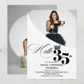 Elegante moderne foto 35e verjaardag wit zwart kaart (Voorkant / Achterkant)