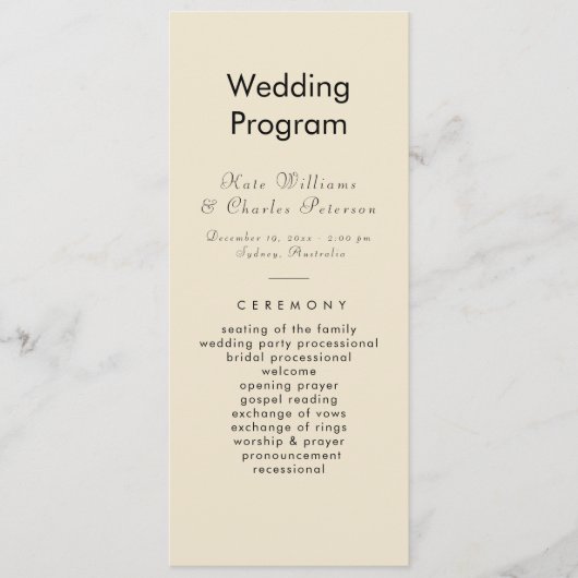 Elegante Moderne Foto Aangepaste Arcode Trouwprogr Menu (Voorkant)