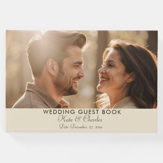 Elegante Moderne Foto Aangepaste QR-code Gastenboek (Voorkant)