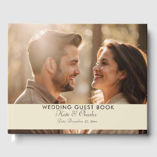 Elegante Moderne Foto Aangepaste QR-code Gastenboek (Voorkant)