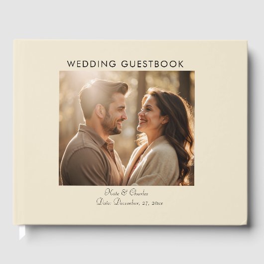 Elegante Moderne Foto Aangepaste QR-code Gastenboek (Voorkant)