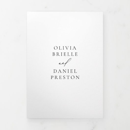 Elegante moderne foto bruiloft details QR-code Drieluik Uitnodiging (Cover)