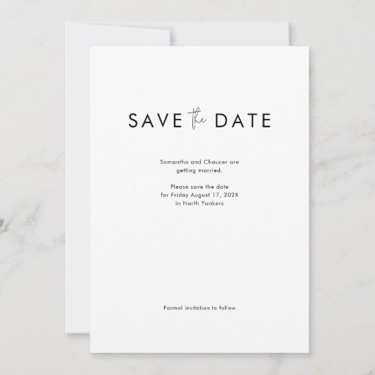 Elegante moderne foto bruiloft save the date (Achterkant)