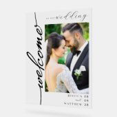 Elegante moderne foto bruiloft welkom acryl bord (Hoek)