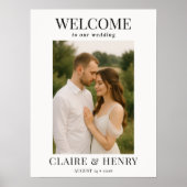 Elegante moderne foto bruiloft welkom bord poster (Voorkant)