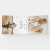 Elegante moderne foto bruiloft welkom spandoek (Horizontaal)