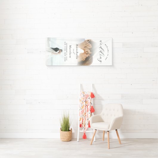 Elegante moderne foto bruiloft welkom spandoek (Insitu)