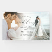 Elegante moderne foto bruiloft welkom spandoek (Horizontaal)