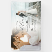 Elegante moderne foto bruiloft welkom spandoek (Verticaal)