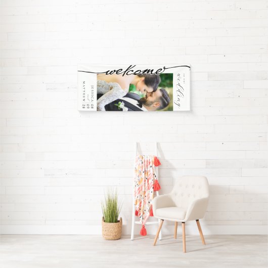 Elegante moderne foto bruiloft welkom spandoek (Insitu)