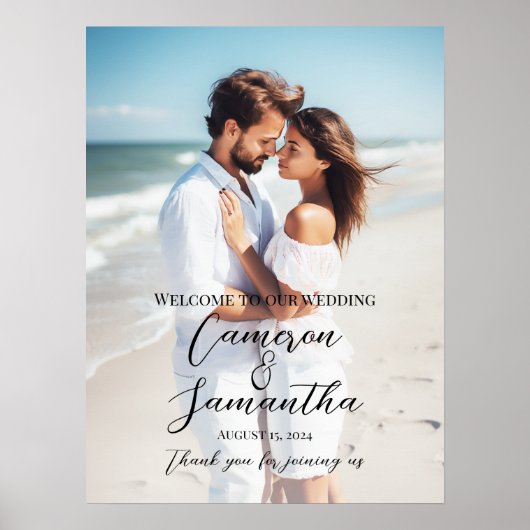 Elegante moderne foto bruiloft welkomstbord poster (Voorkant)