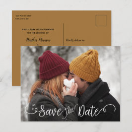 Elegante moderne foto bruiloft witte save the date aankondigingskaart