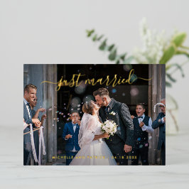 Elegante moderne foto bruiloftsreceptie folie uitnodiging