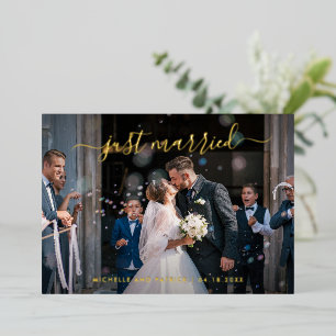Elegante moderne foto bruiloftsreceptie folie uitnodiging