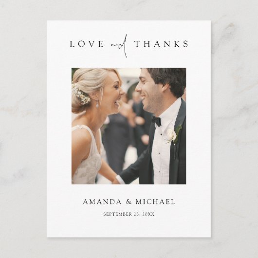 Elegante moderne foto dank u bruiloft briefkaart (Voorkant)