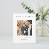 Elegante moderne foto dank u bruiloft briefkaart (Staand voorkant)