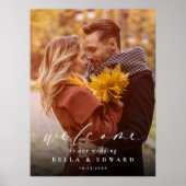 Elegante moderne foto Eenvoudige bruiloft Welkom Poster (Voorkant)