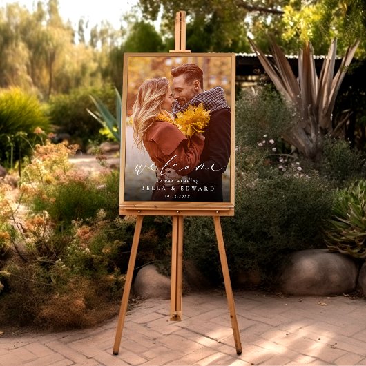 Elegante moderne foto Eenvoudige bruiloft Welkom Poster