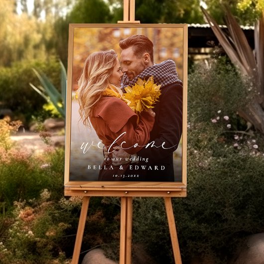 Elegante moderne foto Eenvoudige bruiloft Welkom Poster