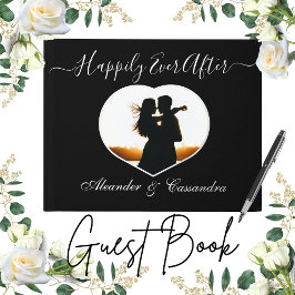 Elegante Moderne Foto Goud Zilver Roos bruiloft Gastenboek