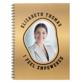 Elegante moderne foto goud zwart slim gezegde notitieboek (Voorkant)