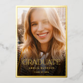 Elegante moderne foto gouden afstudeerfeest folie uitnodiging (Voorkant)