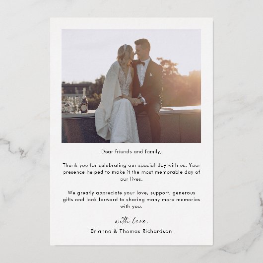 Elegante moderne foto gouden bruiloft dank u kaart (Achterkant)