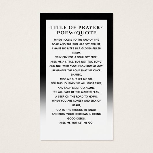 Elegante moderne foto herdenkingskaart gebedskaart visitekaartje (Achterkant)