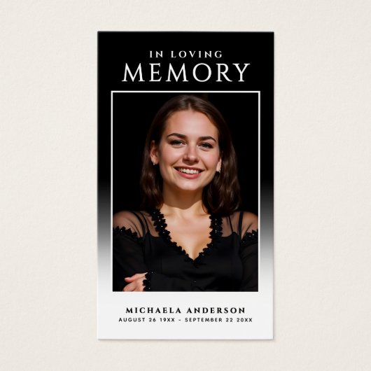 Elegante moderne foto herdenkingskaart gebedskaart visitekaartje (Voorkant)