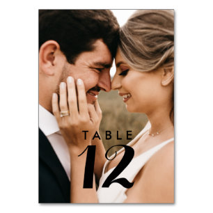 Elegante Moderne Foto Huwelijk Tafelkaarten Kaart