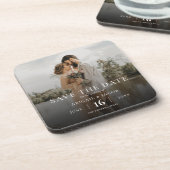 Elegante moderne foto huwelijksaankondiging bier onderzetter (Linkerzijde)