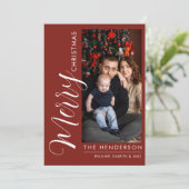 Elegante moderne foto kerstkaart | Prettig Kerstfe (Staand voorkant)