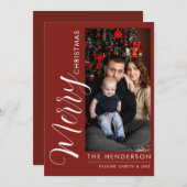 Elegante moderne foto kerstkaart | Prettig Kerstfe (Voorkant / Achterkant)