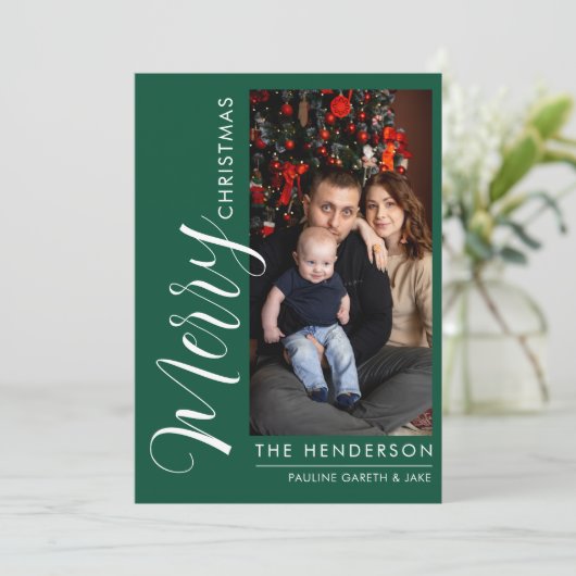 Elegante moderne foto kerstkaart | Prettig Kerstfe (Staand voorkant)