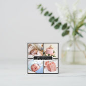 Elegante Moderne foto Pasgeboren Fotograaf QR-code Vierkante Visitekaartje (Staand voorkant)