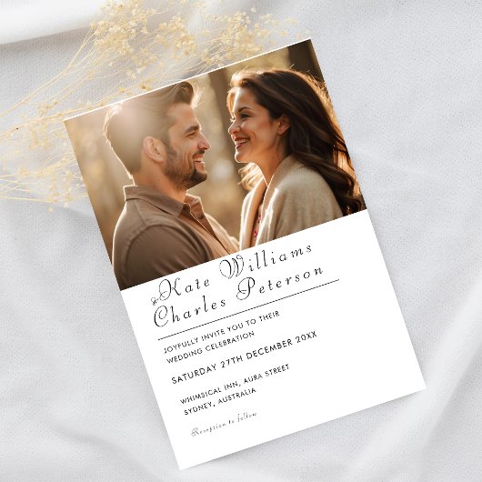 Elegante Moderne Foto QR code Bruiloft uitnodiging