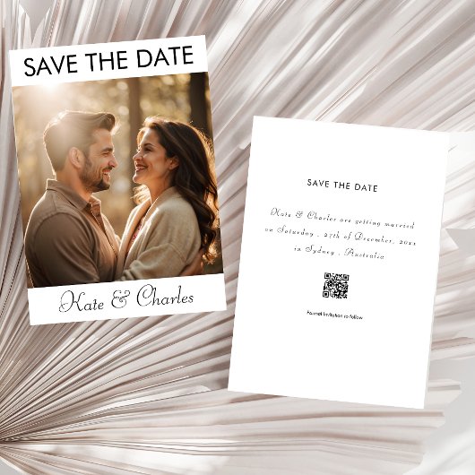 Elegante Moderne Foto QR-code Sla de datum op Kaart