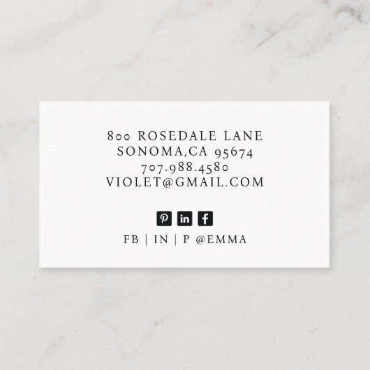 Elegante moderne foto sieraden ontwerper visitekaartje (Achterkant)