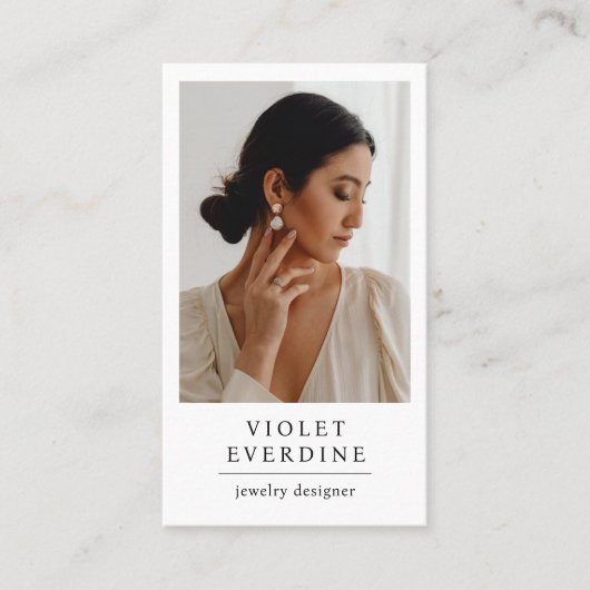 Elegante moderne foto sieraden ontwerper visitekaartje (Voorkant)