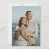 Elegante moderne foto stoffige blauwe bruiloft kaart (Achterkant)