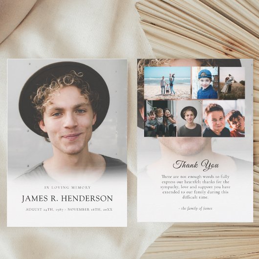 Elegante moderne foto sympathie gedenkteken begraf bedankkaart