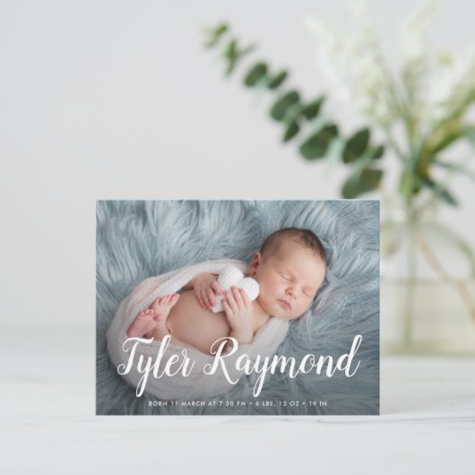 elegante moderne foto van geboorteaankondiging van briefkaart (Staand voorkant)